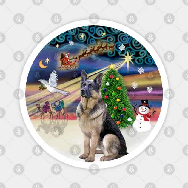 "Christmas Magic" with a German Shepherd Magnet by Dogs Galore and More